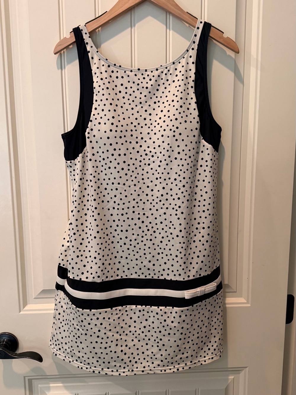 ECO SWIM Size 12 Polka Dot Tank Dress in Cream/Black Resort Vacay Chic Feminine